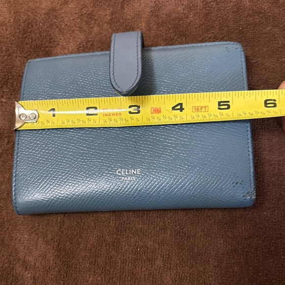 Celine Blue Pebbled Leather Wallet - Picture 8 of 9